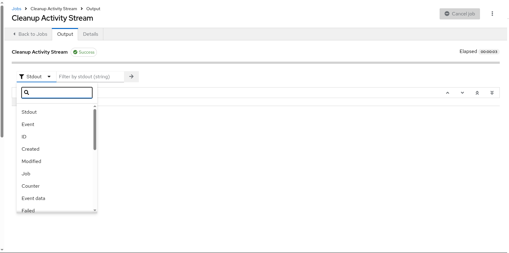 Job details view filters